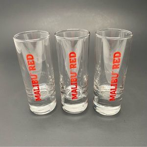 New Set of 3 Malibu Red Rum Limited Edition Shot Glass